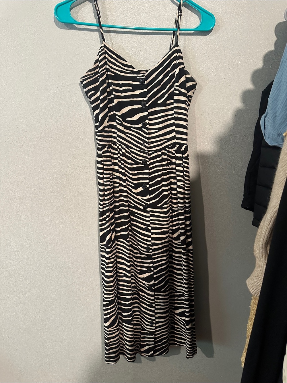 Black and White Zebra Print Spaghetti Strap Dress